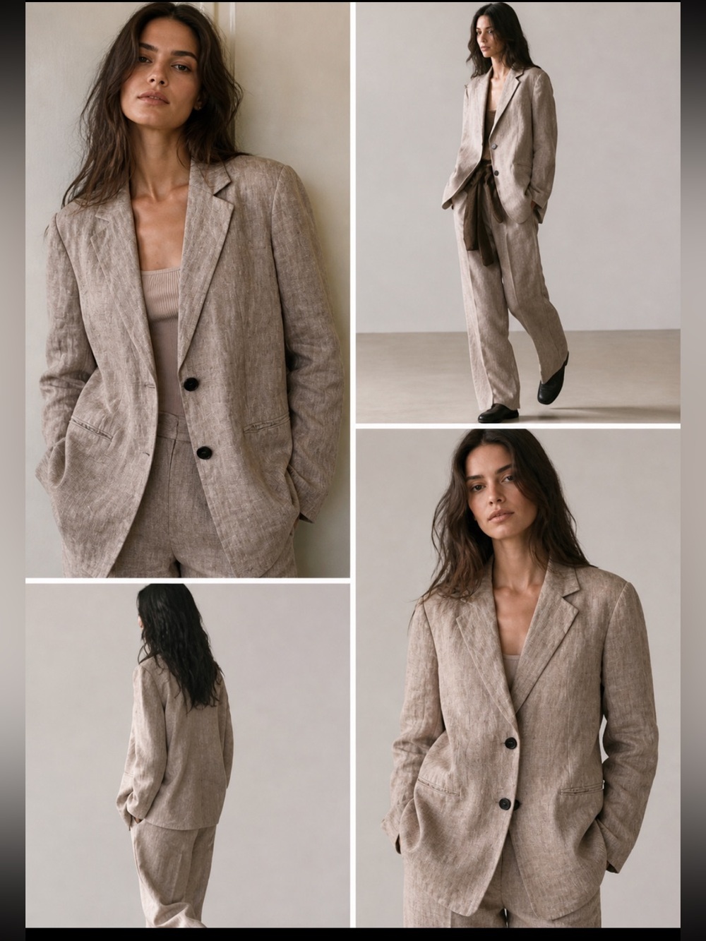 Massimo Dutti 100% Linen Tan  Beige Color Blazer. Size 10